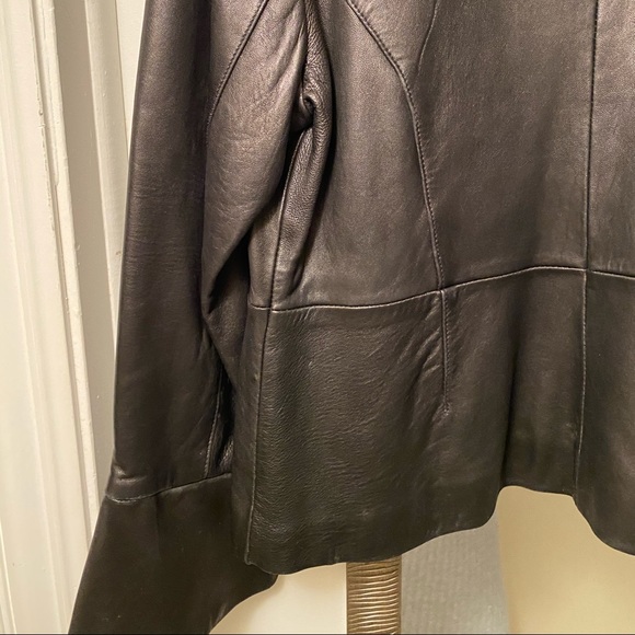 Women black lamb skin leather jacket XL - Picture 2 of 7